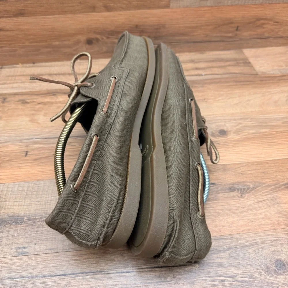Sperry Top Men's Size 12 Canvas Boat Shoes in Olive Green olive green canvas